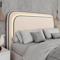 Cabeceira Estofada Cama Queen Lille Com Led Bouclé Off White - M.a - A Móveis Arapongas