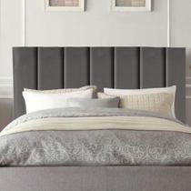 Cabeceira Estofada Cama Solteiro 100 Cm Luana Suede E Frame Cinza