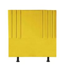 Cabeceira Estofada Cama Solteiro 90cm Grécia Suede Amarelo - Arte das Cabeceiras