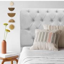 Cabeceira Estofada Capitonê Livia 90cm Solteiro Para Cama Box material sintético Branco - Gat Magazine