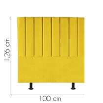 Cabeceira Estofada Carla 100 cm Solteiro Quarto para Cama Box Suede Amarelo - KDAcanto Móveis