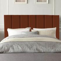 Cabeceira Estofada Carla 160cm Queen Size Para Cama Colchão Box Quarto Suede Terracota Telha - Aurora Line