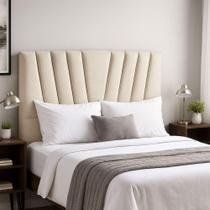 Cabeceira Estofada Casal 140 Cm Noah Em Linho Com Frame Cor:bege Cabeceira Estofada Casal 140 Cm Noah Em Linho Com Frame Cor:bege