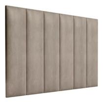 Cabeceira Estofada Casal 1,40cm Bege Sued Pérola Quarto Decoração Lisa