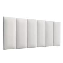 Cabeceira Estofada Casal 1,40cm Branco material sintético Pérola Quarto Decoração Lisa