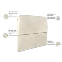 Cabeceira Estofada Casal Alana 140cm material sintético Bege