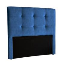 Cabeceira Estofada Casal Alice Nature Veludo Azul 138x136 Cabeceira Estofada Casal Alice Nature Veludo Azul 138x136