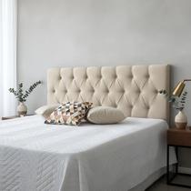 Cabeceira Estofada Casal Capitonê Na Cor Bege Claro 140x60cm Botões Na Mesma Cor Acabamento Premium Cabeceira Estofada Casal Capitonê Na Cor Bege Claro 140x60cm Botões Na Mesma Cor Acabamento Premium