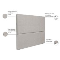 Cabeceira Estofada Casal Luna 140cm Linho Cinza