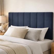 Cabeceira Estofada Casal Vertically 140x60cm Azul Marinho - Perfeito Para o Seu Lar