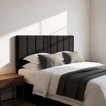 Cabeceira Estofada Casal Vertically de 140x60cm Cor Preta - Com Materiais de Alta Qualidade