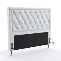 Cabeceira Estofada Centaurus 160 Para Cama Queen Couro Branco Aradecor