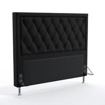 Cabeceira Estofada Centaurus 195 Para Cama King Couro Preto Aradecor