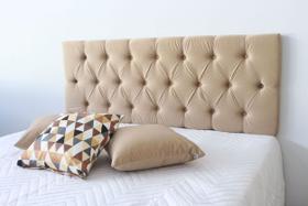 Cabeceira Estofada Com Botões Medida King 195x50cm Areia - Conforto Para o Seu Lar