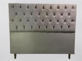 Cabeceira Estofada com Botões SRJ Suede Cor Cinza Casal 140cm
