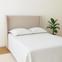 Cabeceira Estofada Com Encaixe Perfeito em Sua Cama de Casal 140x120cm Na Cor Cru Tecido em Linho