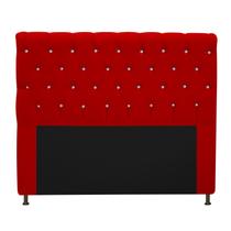Cabeceira Estofada Cristal 160 cm Queen Size Com Strass Suede Vermelho- ADJ Decor