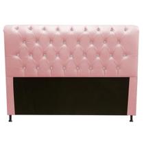 Cabeceira Estofada Cristal 160 cm Queen Size Quarto para Cama Box Suede Rosa - KDAcanto Móveis