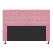 Cabeceira Estofada Dama 160 cm para Cama Queen Size com Botonê Suede Rosa Bebê - Damaffê Móveis