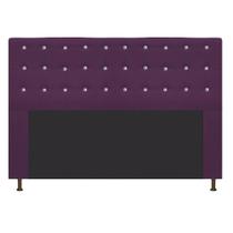 Cabeceira Estofada Dama 160 cm para Cama Queen Size com Strass Suede Roxo - Damaffê Móveis Cabeceira Estofada Dama 160 cm para Cama Queen Size com Strass Suede Roxo - Damaffê Móveis