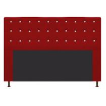 Cabeceira Estofada Dama 160 cm para Cama Queen Size com Strass Suede Vermelho