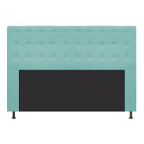 Cabeceira Estofada Dama 160 cm Queen Size Com Botonê Suede Azul Tiffany - ADJ Decor