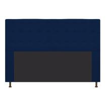 Cabeceira Estofada Dama 160cm para Cama Queen Size Botonê Suede Azul Marinho - Damaffê Móveis