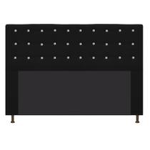 Cabeceira Estofada Dama 160cm para Cama Queen Size Strass Botonê material sintético Preto