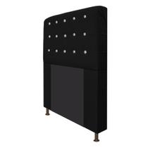 Cabeceira Estofada Dama 160cm para Cama Queen Size Strass Botonê Suede Preto