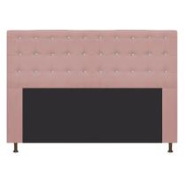 Cabeceira Estofada Dama 160cm para Cama Queen Size Strass Botonê Suede Rose Gold - Damaffê Móveis