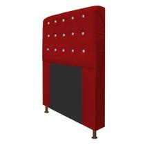 Cabeceira Estofada Dama 160cm para Cama Queen Size Strass Botonê Suede Vermelho