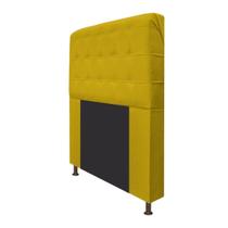 Cabeceira Estofada Dama 160cm Queen Size Botonê Tecido Sintético Amarelo - KDAcanto Móveis