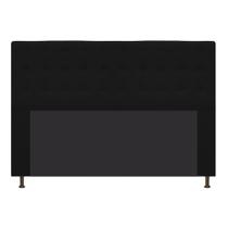 Cabeceira Estofada Dama 195 cm King Size Com Botonê Suede Preto - ADJ Decor