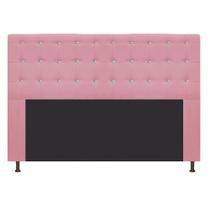 Cabeceira Estofada Dama 195 cm para Cama King Size com Strass Suede Rosa Bebê - KDAcanto Móveis