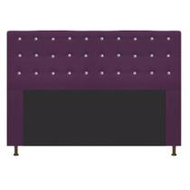 Cabeceira Estofada Dama 195 cm para Cama King Size com Strass Suede Roxo