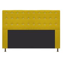 Cabeceira Estofada Dama 195cm para Cama King Size Strass Botonê material sintético Amarelo