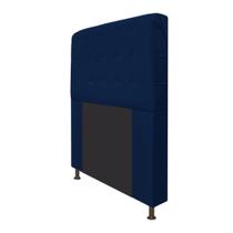 Cabeceira Estofada Dama 90 cm para Cama Solteiro com Botonê Suede Azul Marinho - KDAcanto Móveis