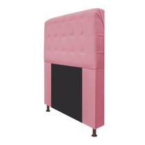 Cabeceira Estofada Dama 90 cm para Cama Solteiro com Botonê Suede Rosa Bebê