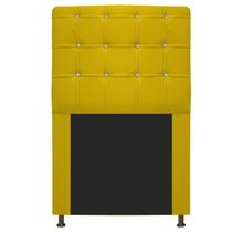 Cabeceira Estofada Dama 90 cm para Cama Solteiro com Strass Corano Amarelo