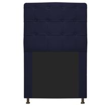 Cabeceira Estofada Dama 90 cm Solteiro Com Botonê Corano Azul Marinho - ADJ Decor