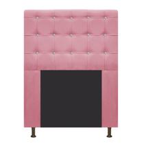 Cabeceira Estofada Dama 90 cm Solteiro Com Strass Suede Rosa Bebê - ADJ Decor