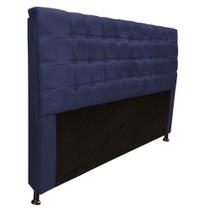 Cabeceira Estofada Dama Botonê para Cama Box 140cm Casal Suede Azul Marinho