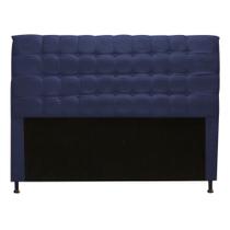 Cabeceira Estofada Dama Botonê para Cama Box 160cm Queen Size Suede Azul Marinho