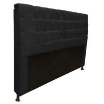 Cabeceira Estofada Dama Botonê para Cama Box 160cm Queen Size Suede Preto