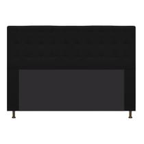 Cabeceira Estofada Dama Capitonê 140 cm para Cama Box de Casal Suede Preto para Quarto - AM Decor