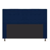 Cabeceira Estofada Dama Capitonê 195 cm para Cama Box King Suede Azul Marinho para Quarto - AM Decor