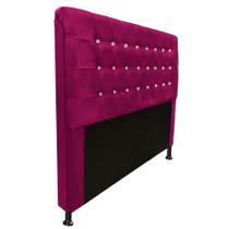 Cabeceira Estofada Dama com Botões de Strass para Cama Box 140cm Casal material sintético Pink