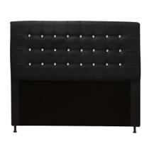 Cabeceira Estofada Dama com Botões de Strass para Cama Box 140cm Casal material sintético Preto