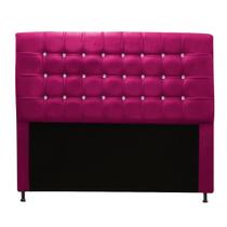 Cabeceira Estofada Dama com Botões de Strass para Cama Box 160cm Queen Size material sintético Pink