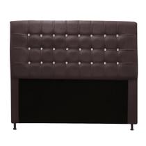 Cabeceira Estofada Dama com Botões de Strass para Cama Box 160cm Queen Size Suede Marrom